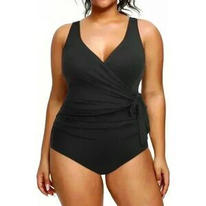 NWT Yonique Plus Size Tummy Control One Piece Swimsuit - Black, Size 18W